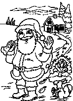 coloriage le pere noel devant le chalet